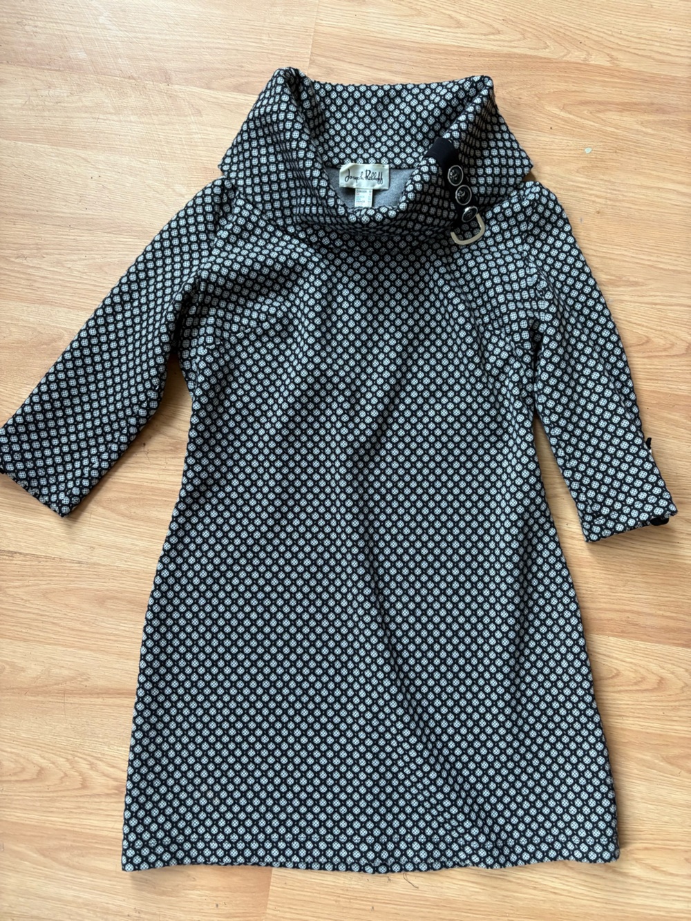 Joseph Ribkoff Black White Patterned stretch knit dress Sz 10